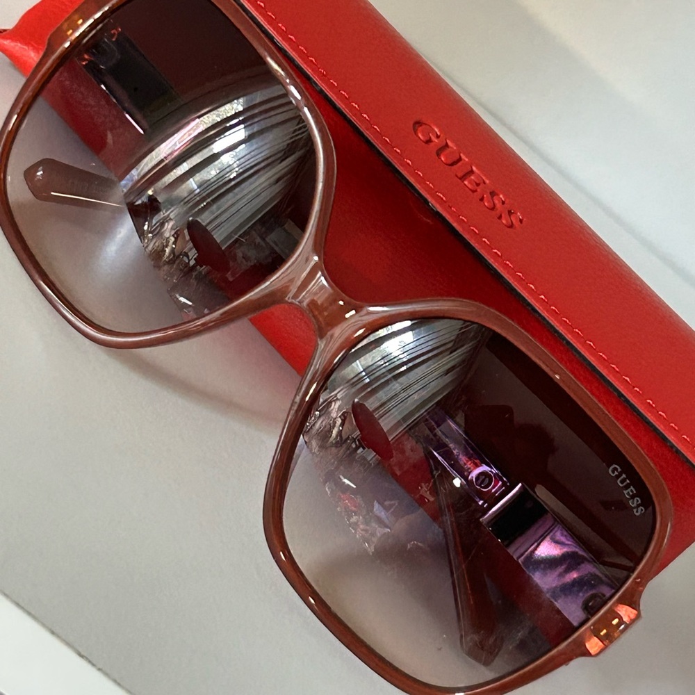Guess Women's Sunglasses in Brown with Red Case